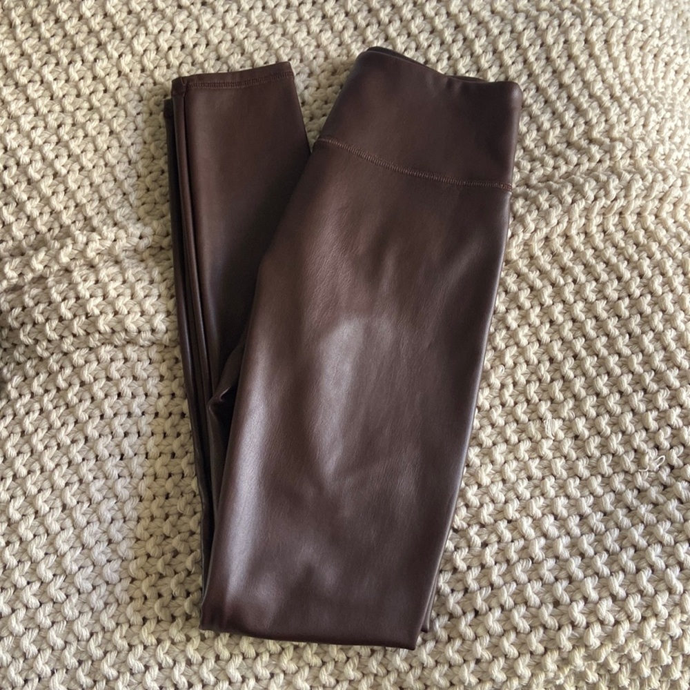 Brown faux leather pants